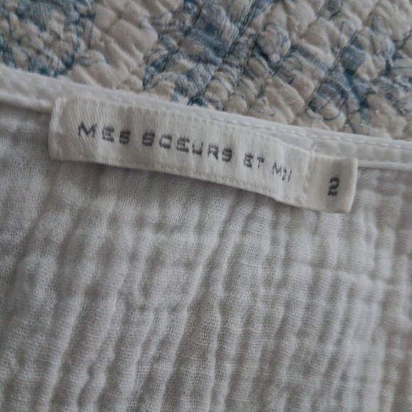 MES SOEURS ET MOI White Cotton Gauze Pullover Top L - Picture 3 of 4